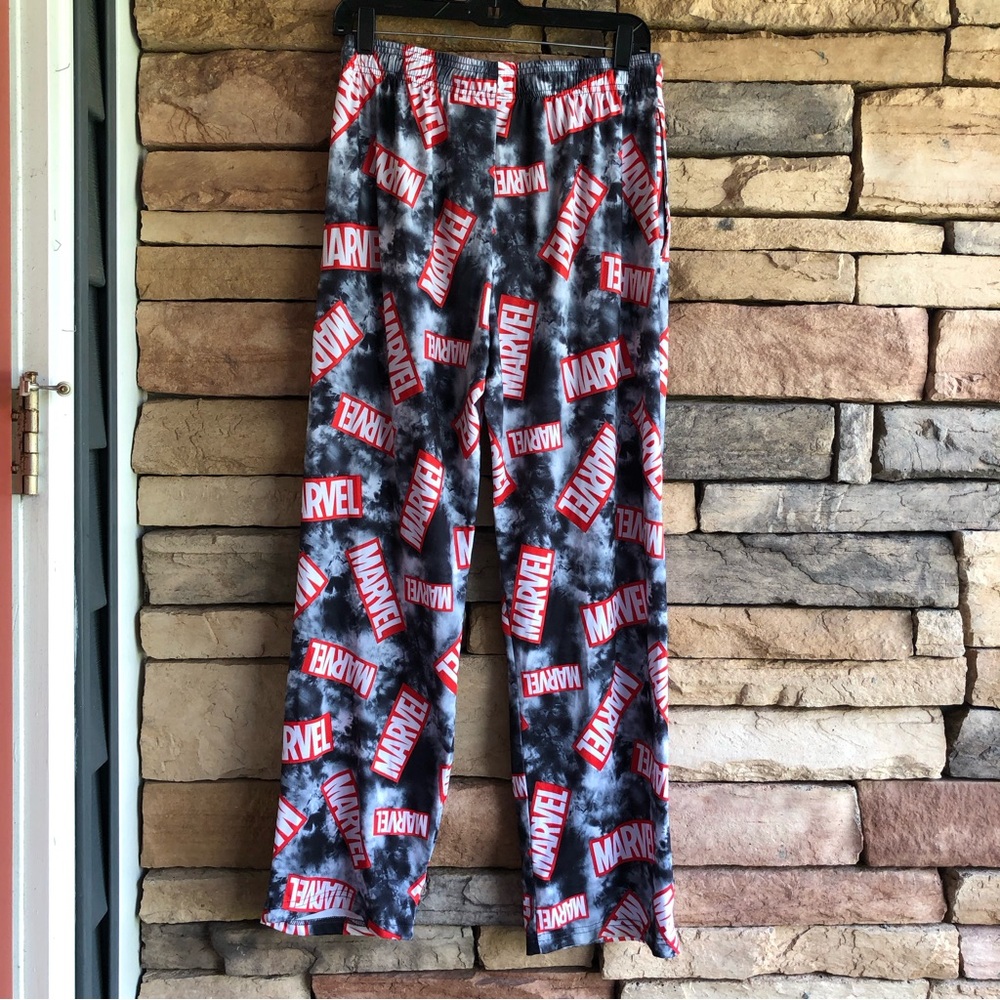 Marvel ligtweight black red pajama lounge drawstring pants Small Like New